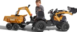 Falk Age 3+ Case Tractor with Loader, Maxi Twin Axel Trailer and Back Hoe 997W