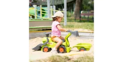 Falk Age 1+ Claas Baby Tractor with Loader, Back Hoe and Trailer