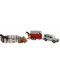 Kids Globe Landrover and Horse Trailer set with Fences and Feed 1:32 scale